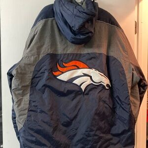 NFL Denver Broncos navy blue and grey insulated winter coat